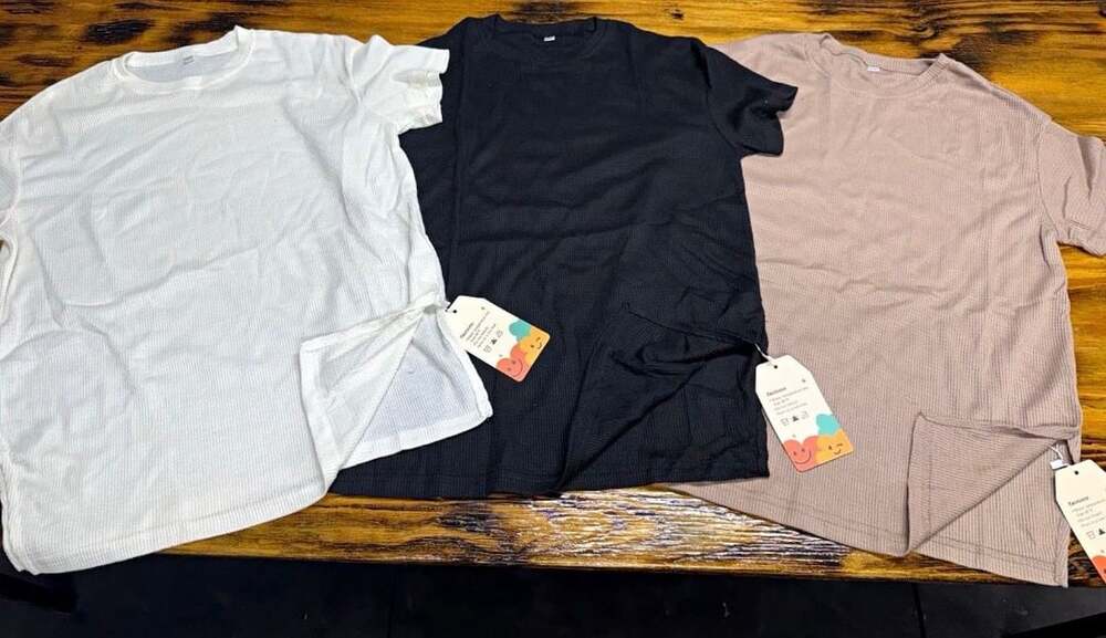 Unbranded Waffle Knit Short Sleeve T-Shirt Lot of 3 Colors Kids Size 13-14Y